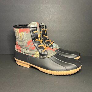 Solo The Hunt Mens Faux Leather & Canvas Lobster Print Outdoor Duck Boots 10